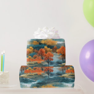 Autumn Fall Colorful Trees No4 Wrapping Paper
