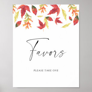 Autumn fall coloured leaves Favours Poster