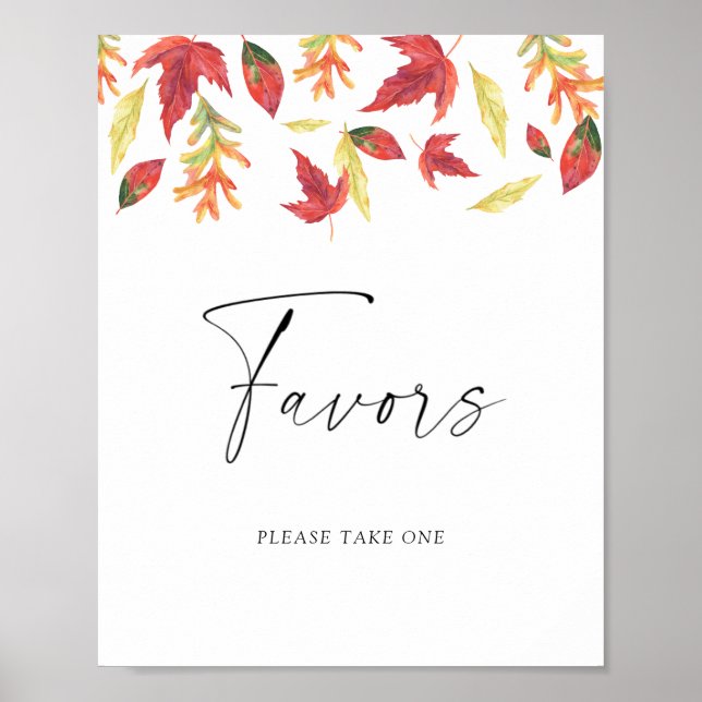 Autumn fall coloured leaves Favours Poster (Front)