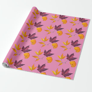 Autumn Fall Coloured Leaves Wrapping Paper
