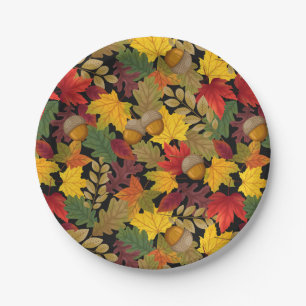 Autumn Fall Colourful Leaves Paper Plate