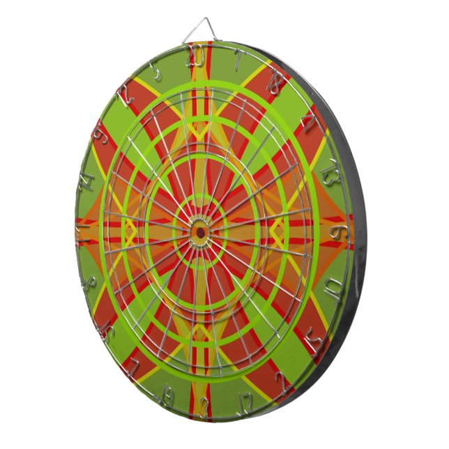 Autumn Fall Colours Abstract Geometric Design Dartboard (Front Right)