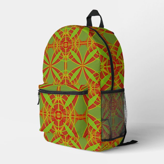 Autumn Fall Colours Abstract Geometric Design Printed Backpack (Back Corner Right)