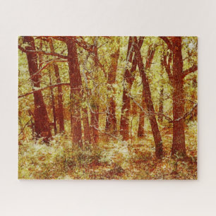 Autumn Fall Colours Gold Forest Art Puzzle