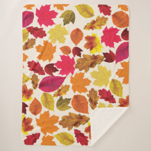 Autumn Fall Colours Leaves Soft Sherpa Blanket