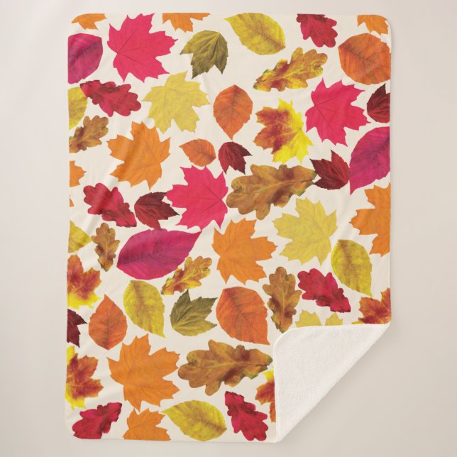 Autumn Fall Colours Leaves Soft Sherpa Blanket (Front)