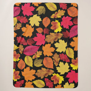Autumn Fall Colours Leaves Soft Sherpa Blanket