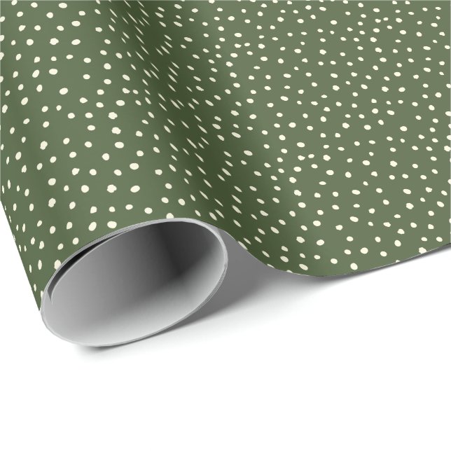 Autumn Fall colours Polka Dot Green Wrapping Paper (Roll Corner)