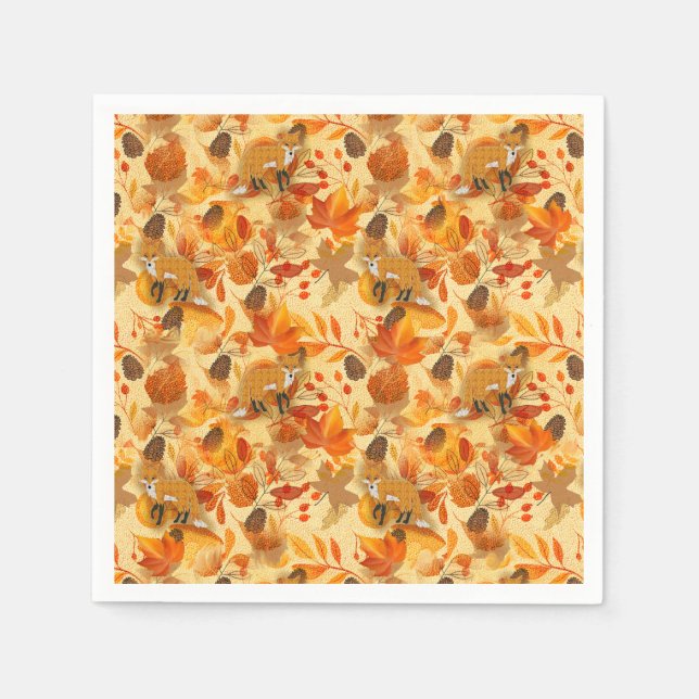 Autumn Fall Cosy Country Botanical napkins (Front)