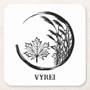 Autumn / Fall Crest Square Paper Coaster