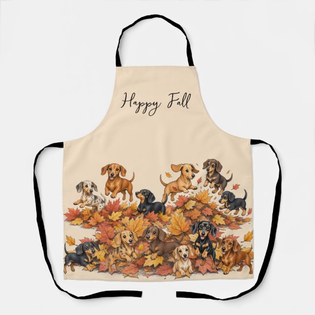 Autumn Fall Dachshund Puppies  Apron (Front)