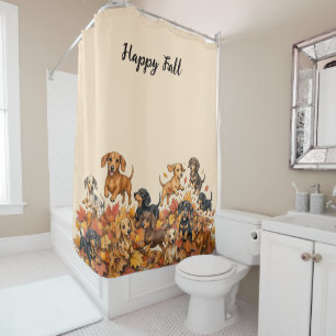 Autumn Fall Dachshund Puppies Shower Curtain