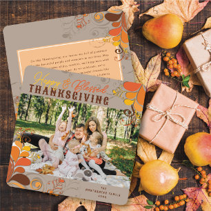 Autumn Fall Deco Leaves Swirls Thanksgiving Photo Holiday Card