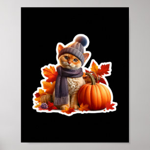 Autumn Fall Devon Rex Cat Owner Thanksgiving Mom D Poster