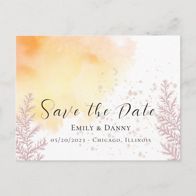 Autumn Fall Dusky Forest Dyeing Save the Date Post Postcard (Front)