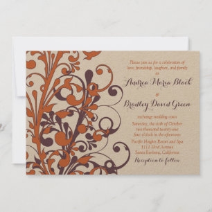 Autumn Fall Elegant Abstract Floral Wedding Invitation