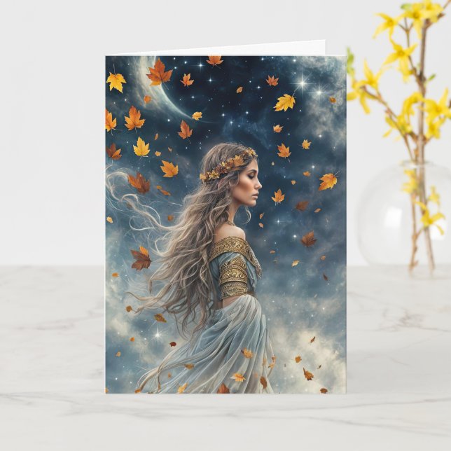 Autumn Fall Equinox Mabon Pretty Gypsy Bohemian Card (Yellow Flower)