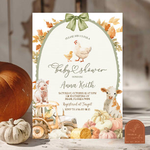 Autumn Fall Farm Animal Cottage Baby Shower Invitation