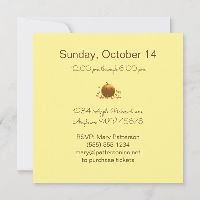 Autumn Fall Festival Custom Colourful Leaves Invitation (Back)