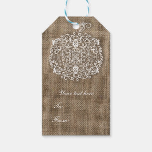 Autumn Fall Filigree Pumpkin & Burlap Favour Gift Tags