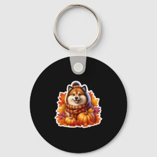 Autumn Fall Finnish Lapphund Dog Owner Thanksgivin Key Ring