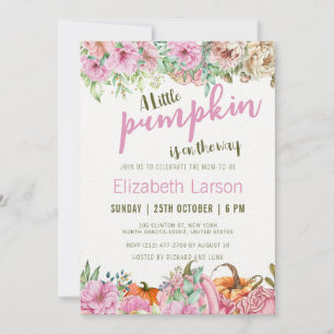 Autumn Fall Floral A Little Pumpkin Baby Shower Invitation