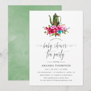 Autumn - Fall Floral Baby Shower Tea Party Invitation