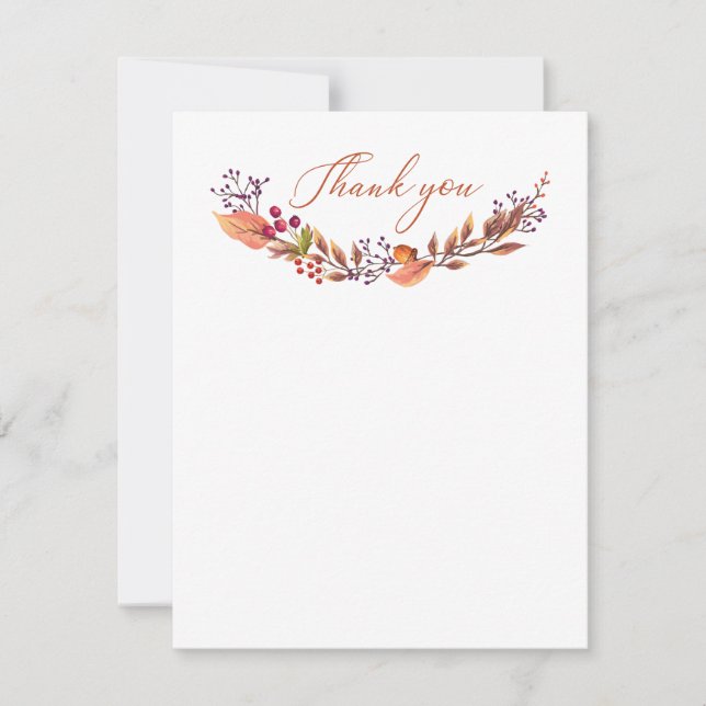 Autumn / Fall  Floral Baby Shower - Thank you card (Front)