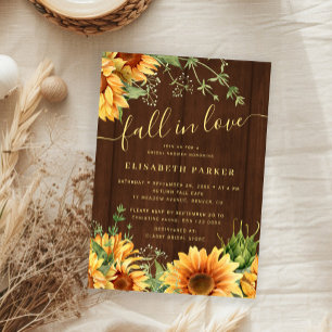 Autumn fall floral barn wood bridal shower invitation