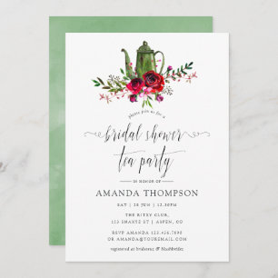 Autumn - Fall Floral Bridal Shower Tea Party Invitation
