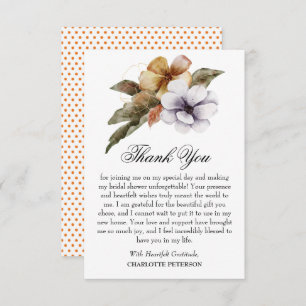 Autumn Fall Floral Bridal Shower  Thank You Card