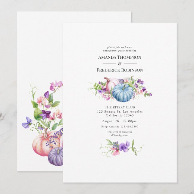 Autumn - Fall Floral Engagement Party Invitation (Front/Back)
