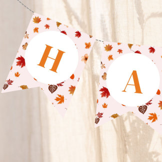 Autumn Fall Floral Happy Birthday Bunting