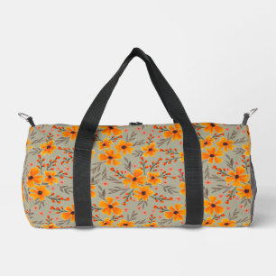 Autumn Fall Floral Pattern Sage Green Duffle Bag