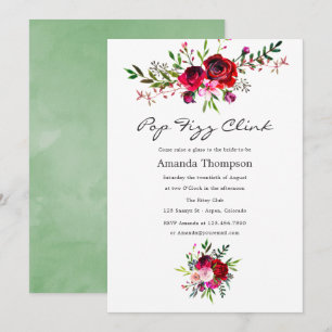 Autumn - Fall Floral Pop Fizz Clink Bridal Shower Invitation