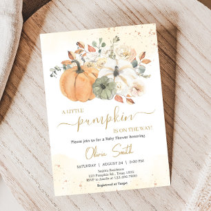Autumn Fall Floral Pumpkin Baby Shower Invitation