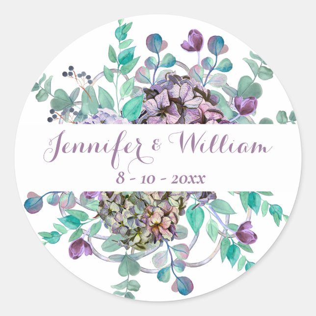 Autumn Fall Floral Pumpkin Wedding Classic Round Sticker (Front)