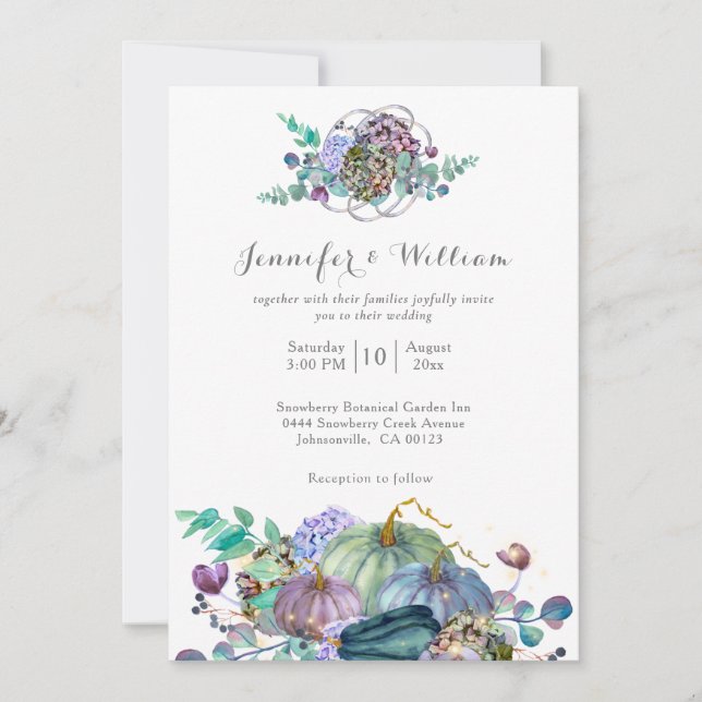 Autumn Fall Floral Pumpkin Wedding Invitation (Front)