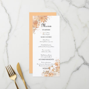 Autumn Fall Floral Rustic Watercolor Wedding Menu