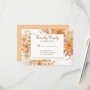 Autumn Fall Floral Rustic Watercolor Wedding RSVP Card
