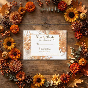 Autumn Fall Floral Rustic Watercolor Wedding RSVP Card
