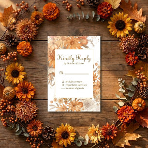 Autumn Fall Floral Rustic Watercolor Wedding RSVP Card