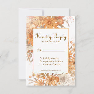 Autumn Fall Floral Rustic Watercolor Wedding RSVP Card