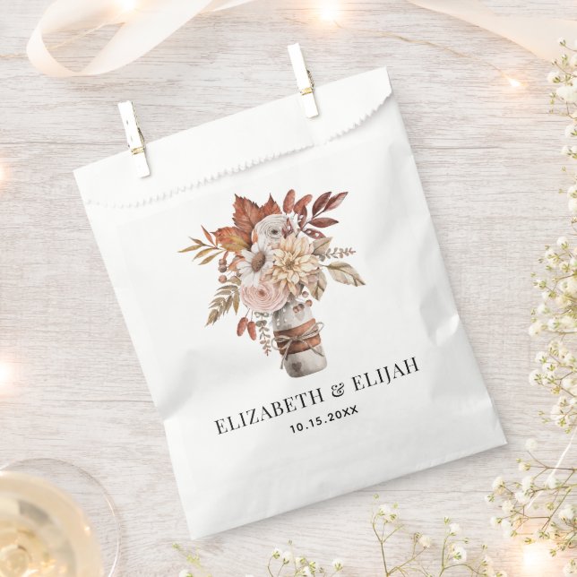 Autumn Fall Floral Terracotta Wedding  Favour Bags (Clipped)