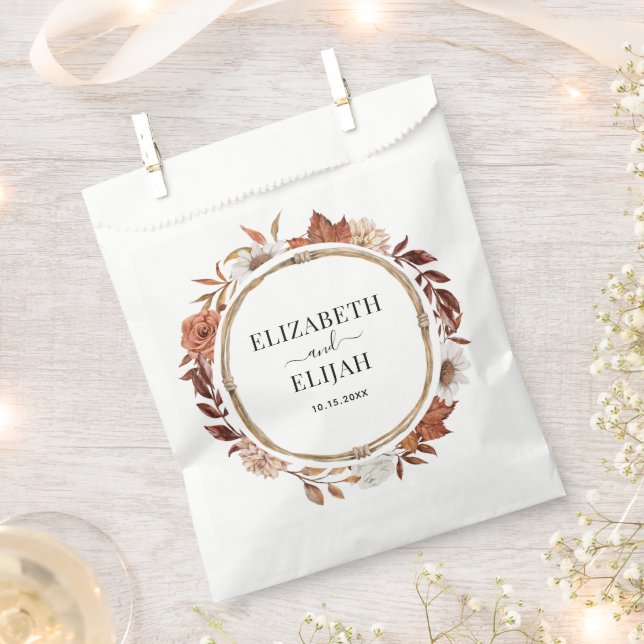 Autumn Fall Floral Terracotta Wedding  Favour Bags (Clipped)