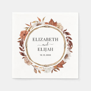 Autumn Fall Floral Terracotta Wedding Napkin