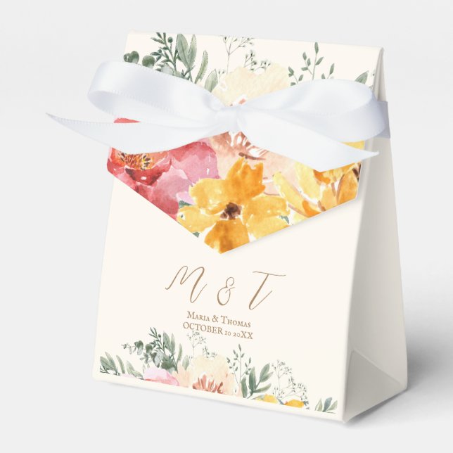 Autumn Fall Floral Wedding Monogram  Favour Box (Front Side)