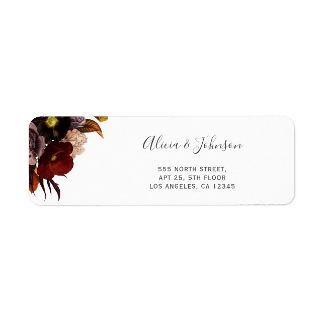 Autumn fall floral wedding return address label (Front)