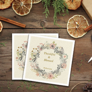 Autumn Fall Florals Personalize Party Napkin