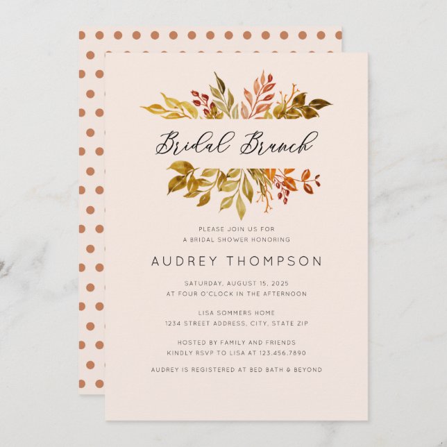 Autumn/Fall Foliage Bridal Brunch Invitation (Front/Back)